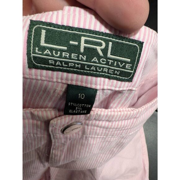 Lauren Ralph Lauren Active Golf Pink & White Stripped Pants Women's 10 - Picture 3 of 6